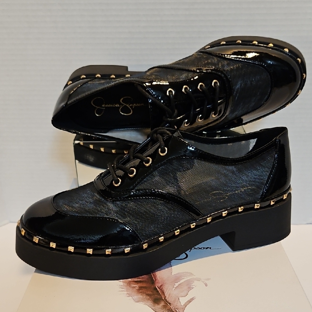 Jessica Simpson Black Studded Platform Oxfords